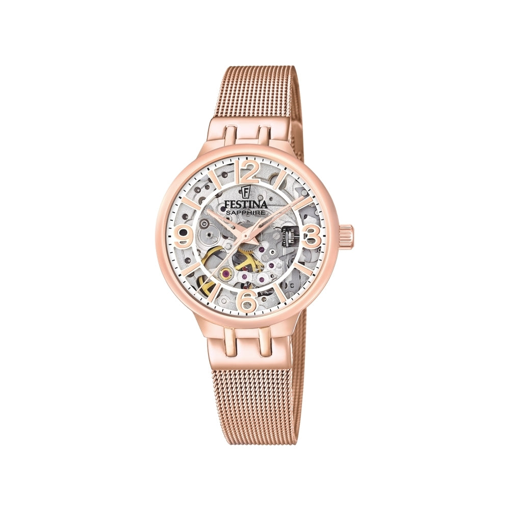 Festina F20581/2 Women's Automatic Rose Gold Tone Mesh Wristwatch - H S Johnson