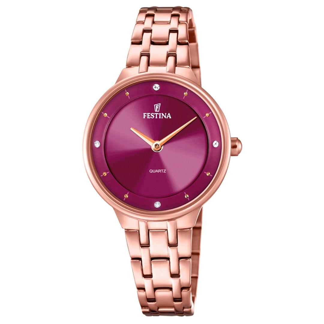 Festina F20602/2 Women's Bordeaux Rose Gold Bracelet Wristwatch - H S Johnson