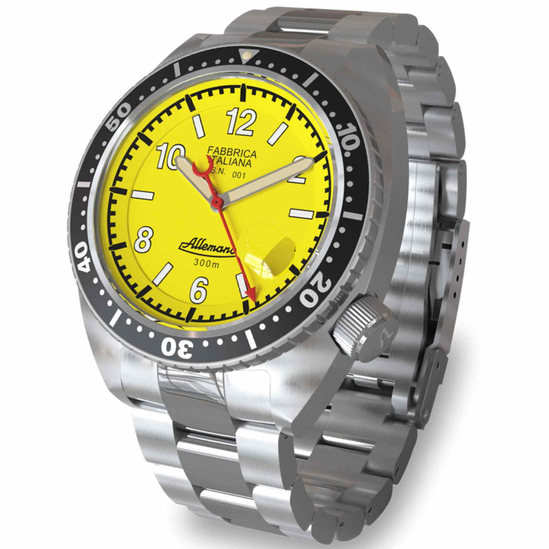 Allemano SH-A-1973-P-Y-DP Shark Yellow Dive Wristwatch - H S Johnson