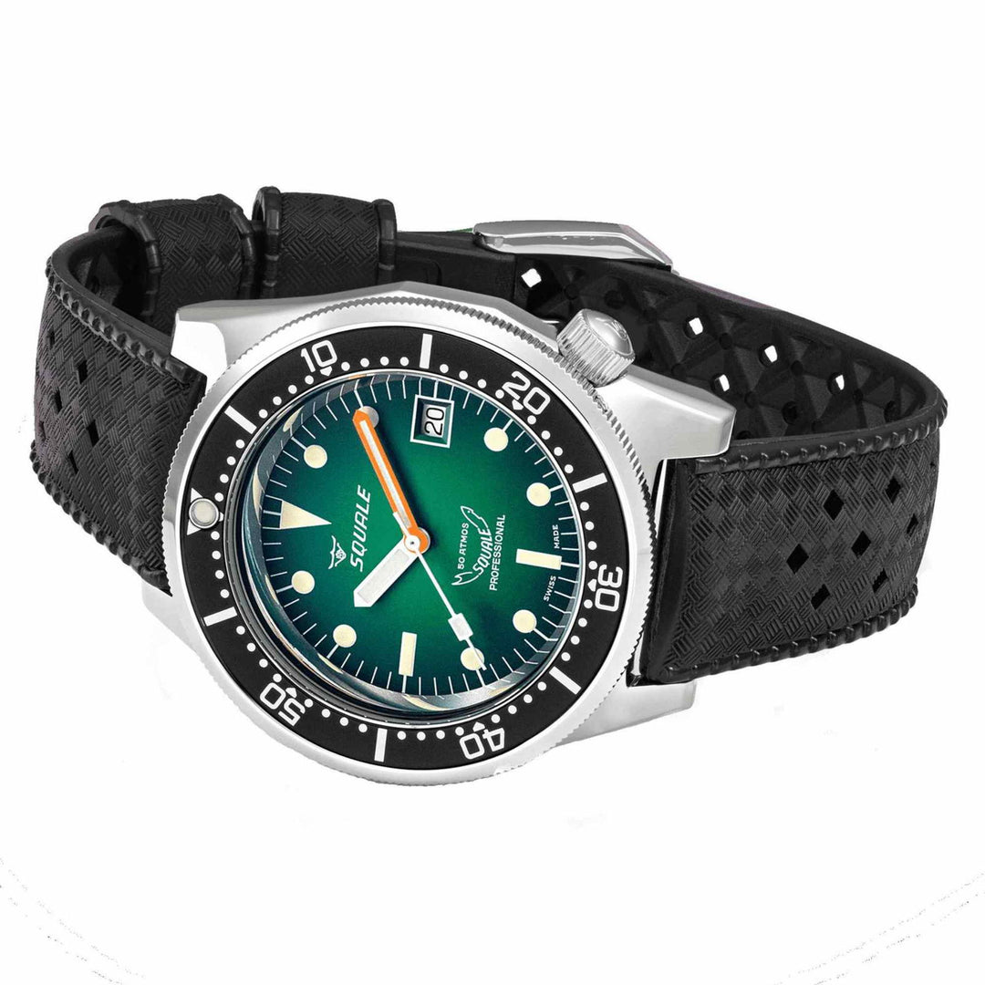 Squale 1521PROFGR.HT Green Ray Rubber Diver Wristwatch - H S Johnson