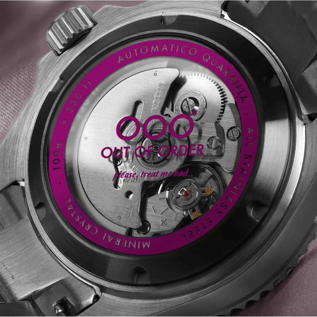 Out Of Order 001-21.FX.SS Automatico Quaranta Magenta Ultra Brushed Wristwatch