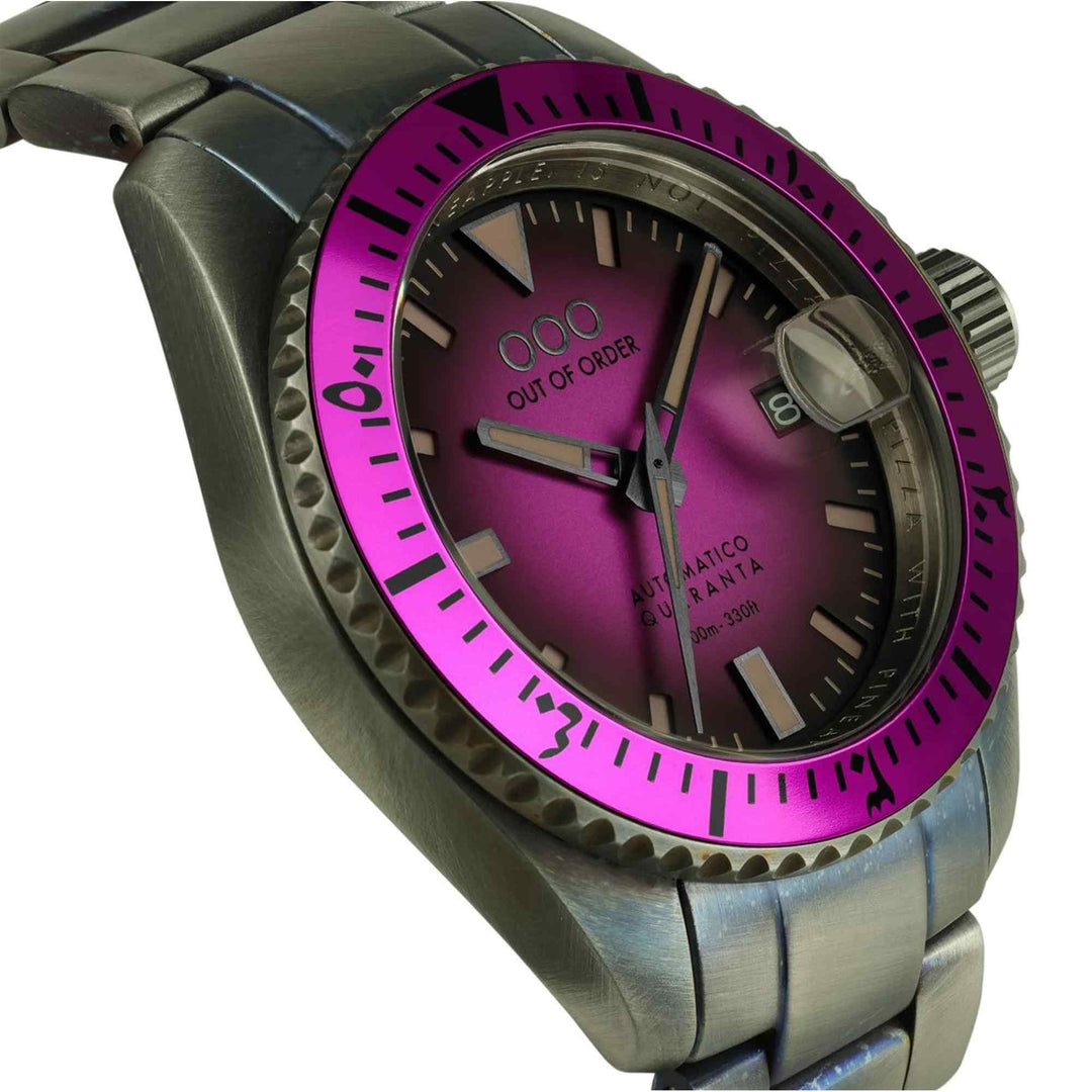 Out Of Order 001-21.FX Automatico Quaranta Magenta Ultra Distressed Wristwatch