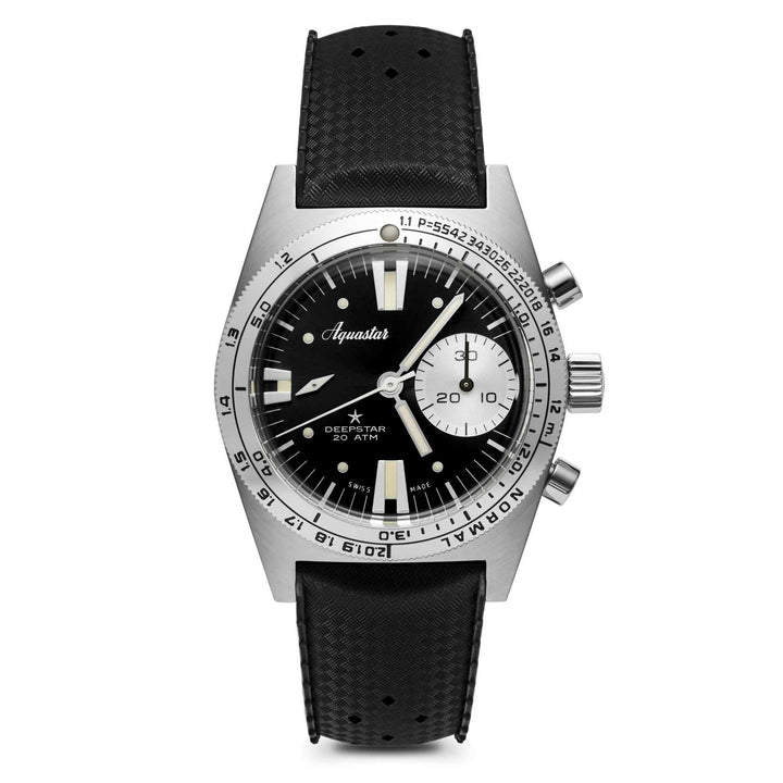 Aquastar 2022 Deepstar Vintage Black Chronograph Wristwatch