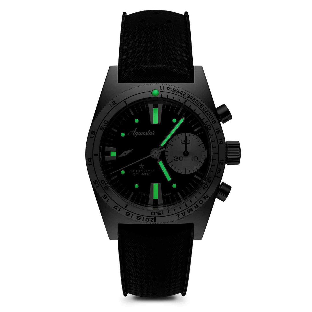 Aquastar 2022 Deepstar Vintage Black Chronograph Wristwatch
