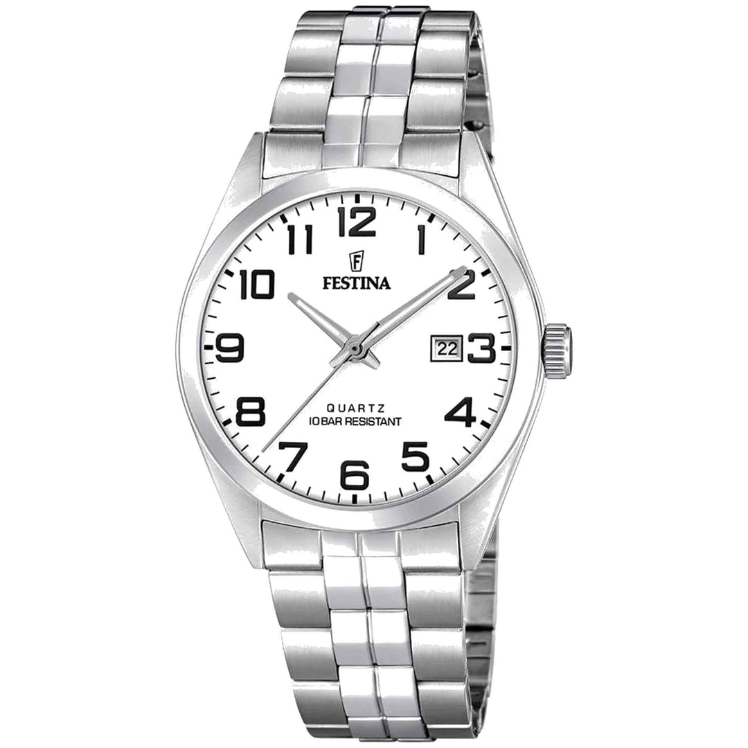 Festina F20437/1 Men's Classic White Dial Wristwatch