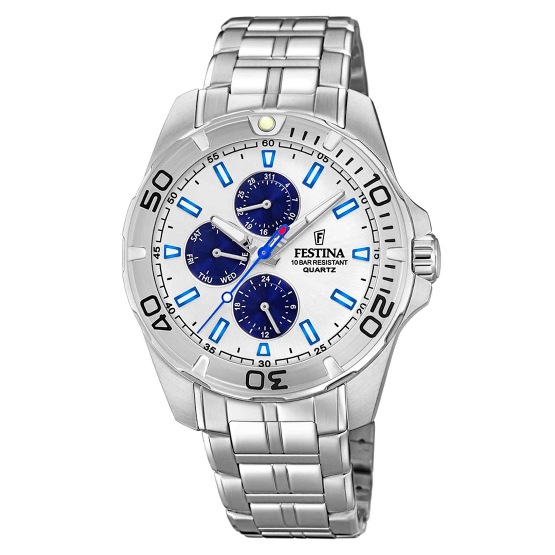 Festina F20445/1 Men's White Dial Multi-Function Wristwatch (8105769009378)