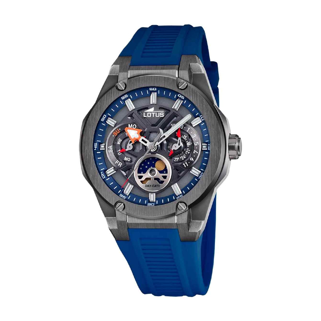 Lotus L18946/4 Men's Vortex Blue Rubber Multifunction Wristwatch