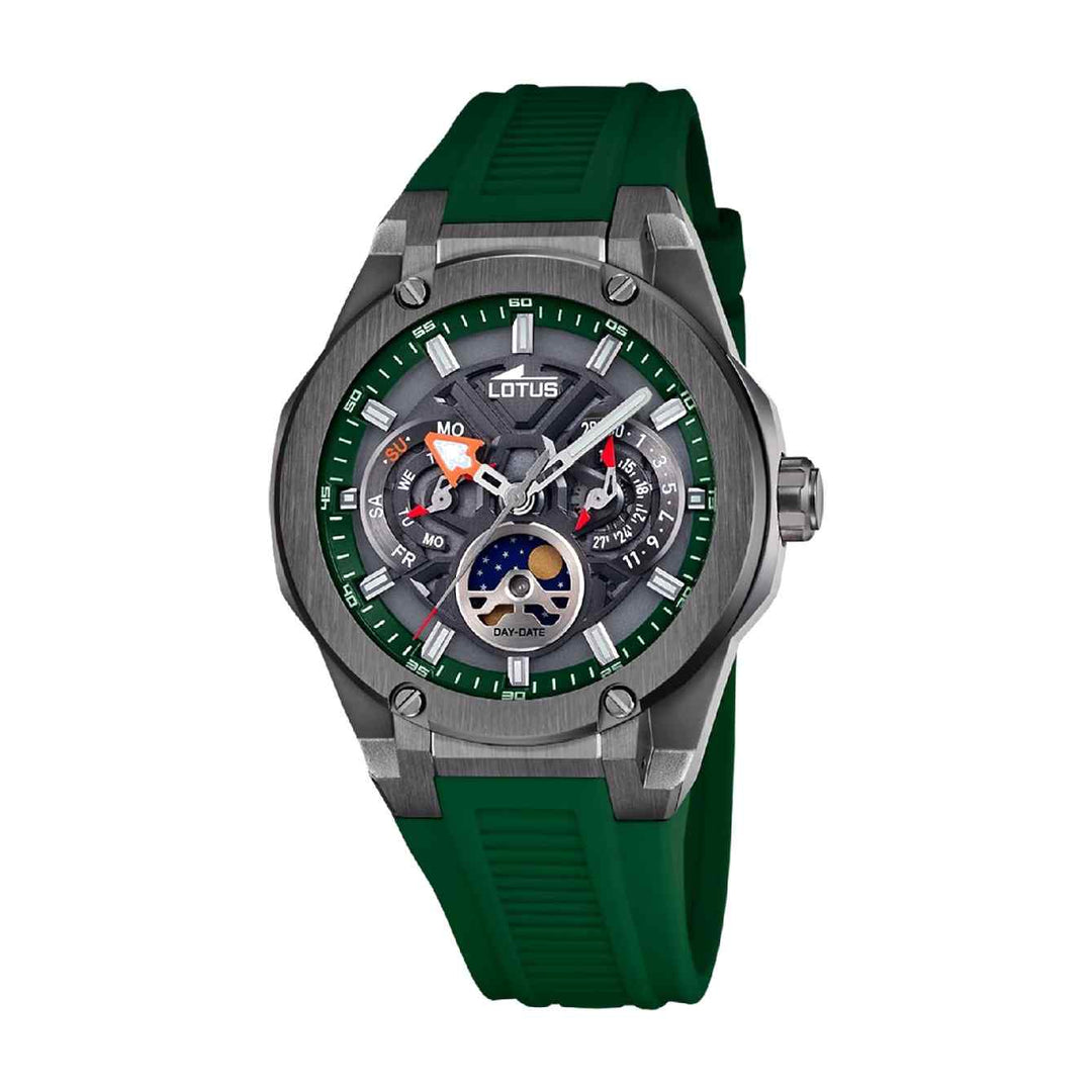 Lotus L18946/5 Men's Vortex Green Rubber Multifunction Wristwatch