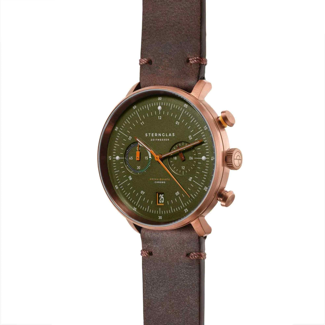 Sternglas S01-HC35-VI17 Men's Hamburg Chrono Dark Green Bronze Wristwatch