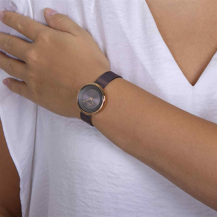 Obaku V206LRVNMN Women's Lys-Walnut Solar Wristwatch