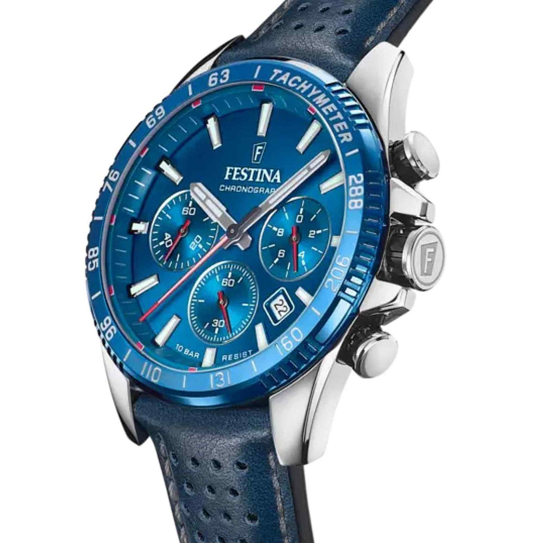 Festina F20561/3 Men's Blue Leather Wristwatch (8151350149346)