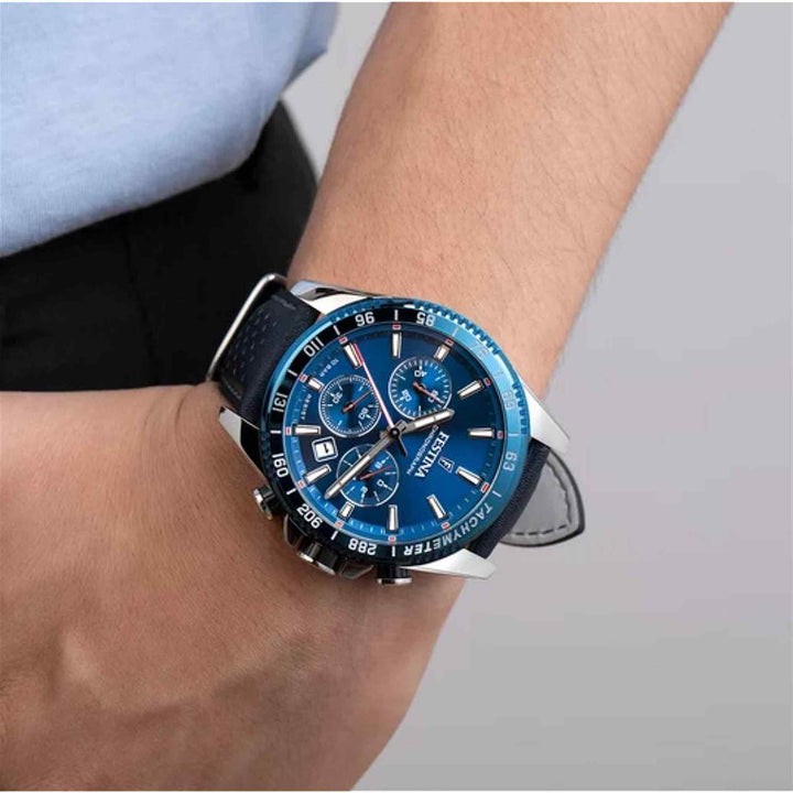 Festina F20561/3 Men's Blue Leather Wristwatch (8151350149346)