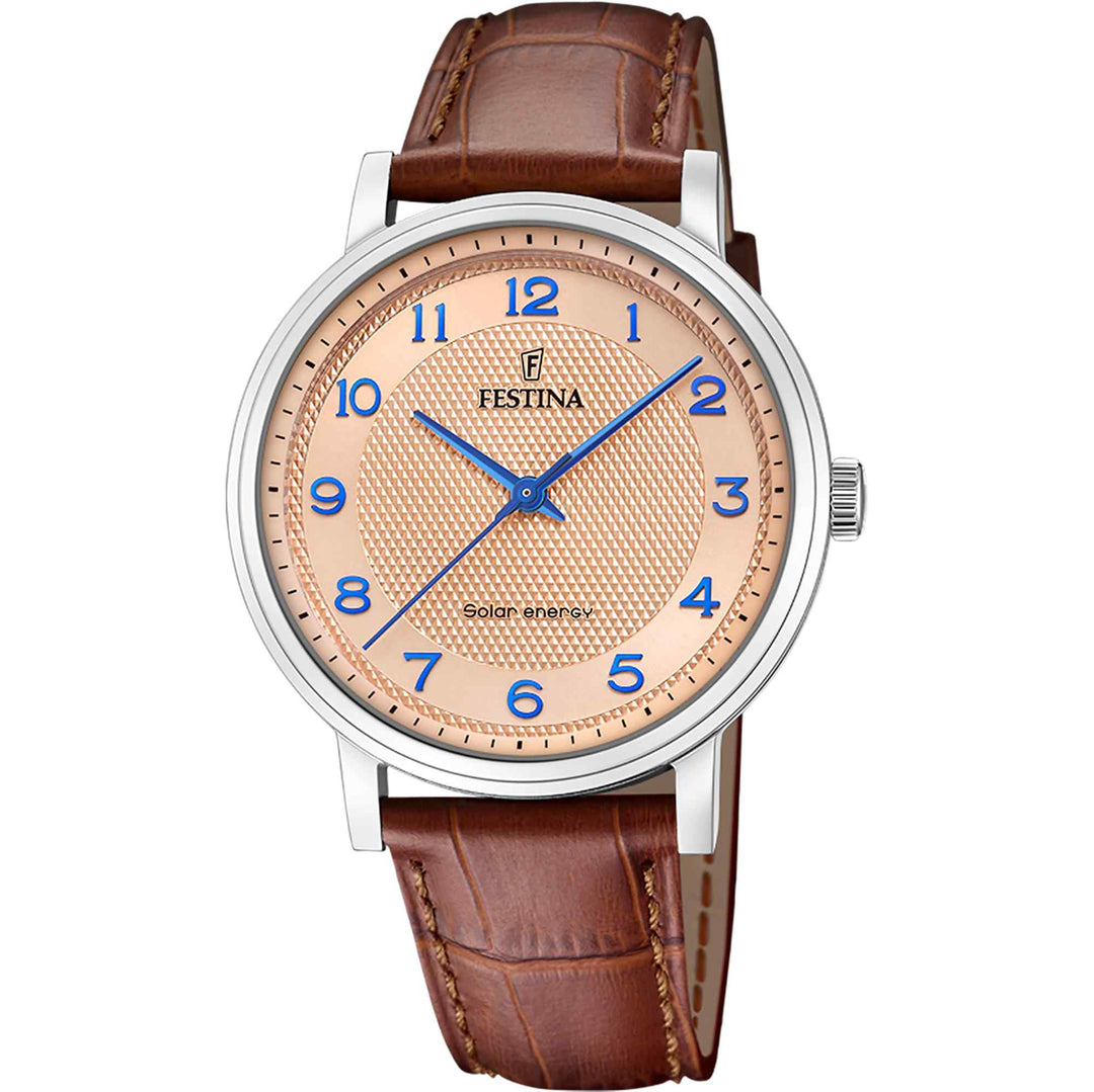 Festina F20660/2 Men's Solar Energy Brown Strap Wristwatch (8106947936482)