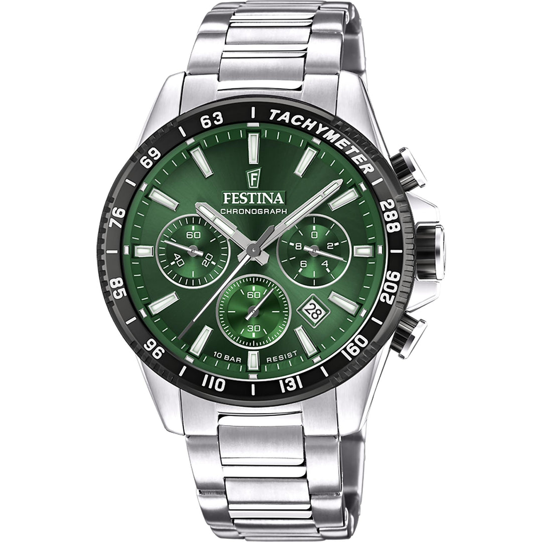 Festina F20560/4 Men's Green Dial Stainless Steel Bracelet Wristwatch - H S Johnson (7505226662114)