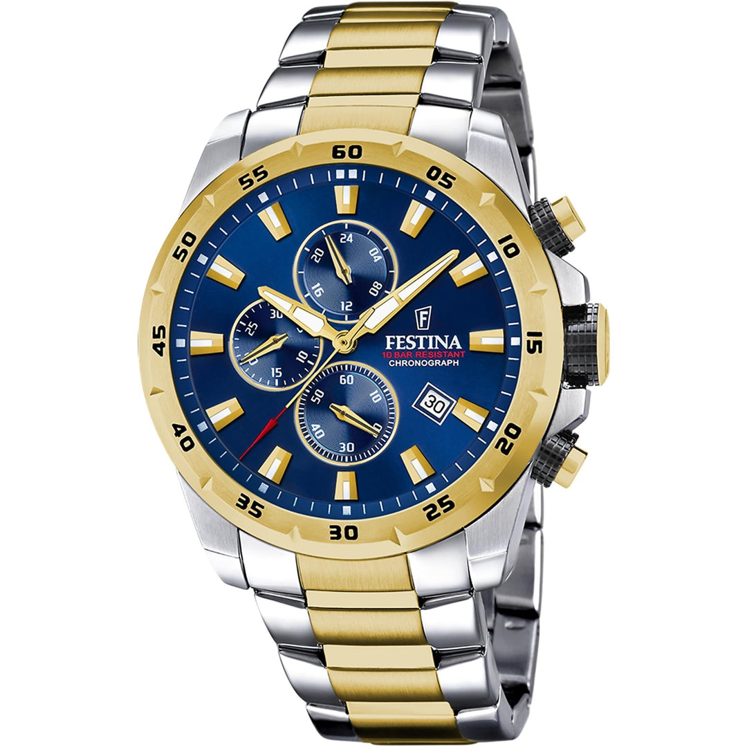 Festina F20562/2 Men's Blue Dial Two Tone Steel Bracelet Wristwatch - H S Johnson (7505238393058)