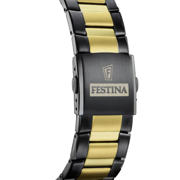 Festina F20563/1 Men's Black Dial Two Tone Steel Bracelet Wristwatch - H S Johnson (7505238491362)