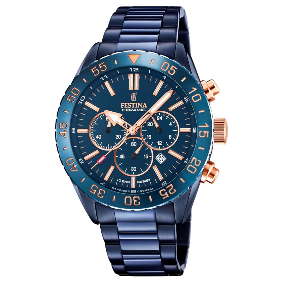 Festina F20576/1 Men's Chronograph With Blue Tone Steel Bracelet Wristwatch - H S Johnson (7797528461538)