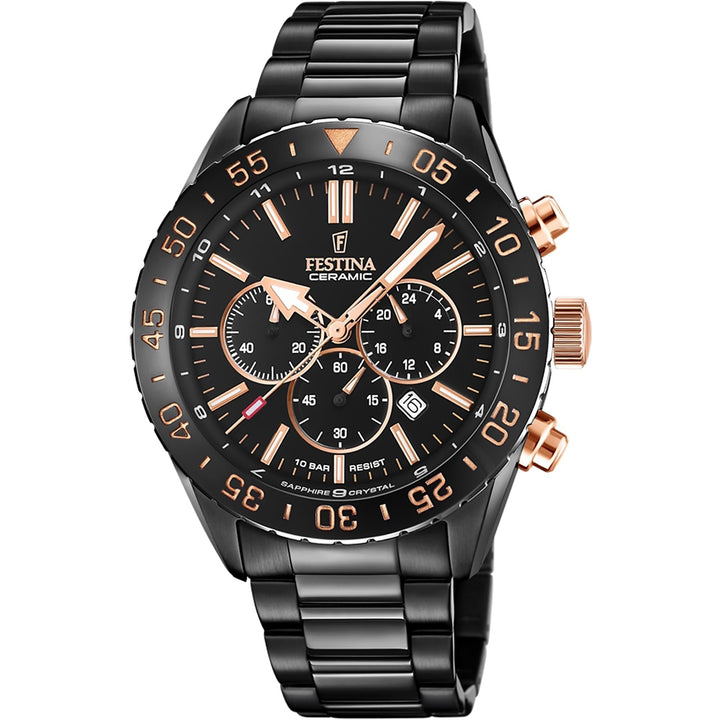 Festina F20577/1 Men's Black Steel Bracelet Chronograph Wristwatch - H S Johnson (7797541732578)
