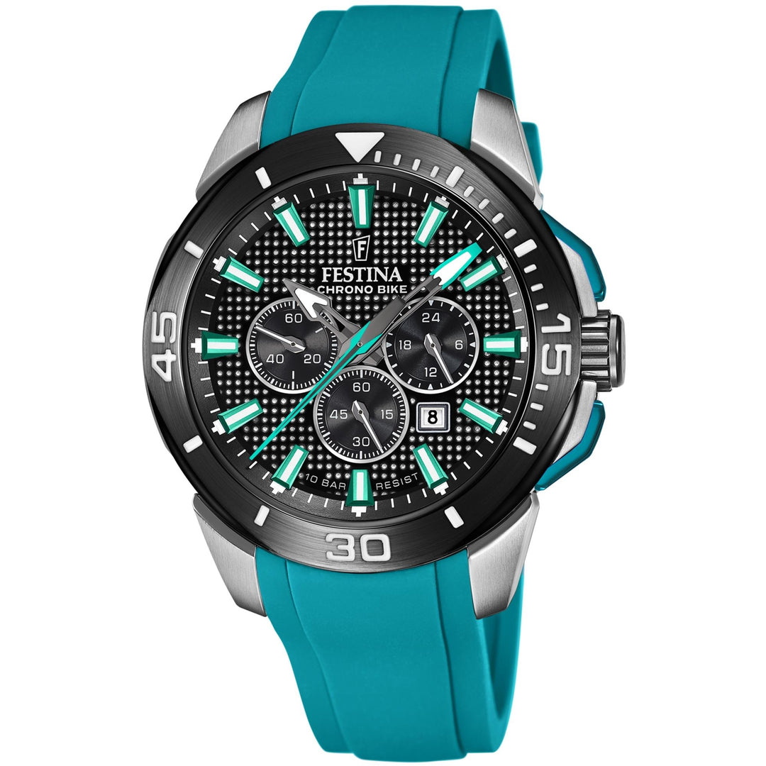 Festina F20642/3 Men's Chrono Bike Turquoise Rubber Strap Wristwatch - H S Johnson (7916525846754)