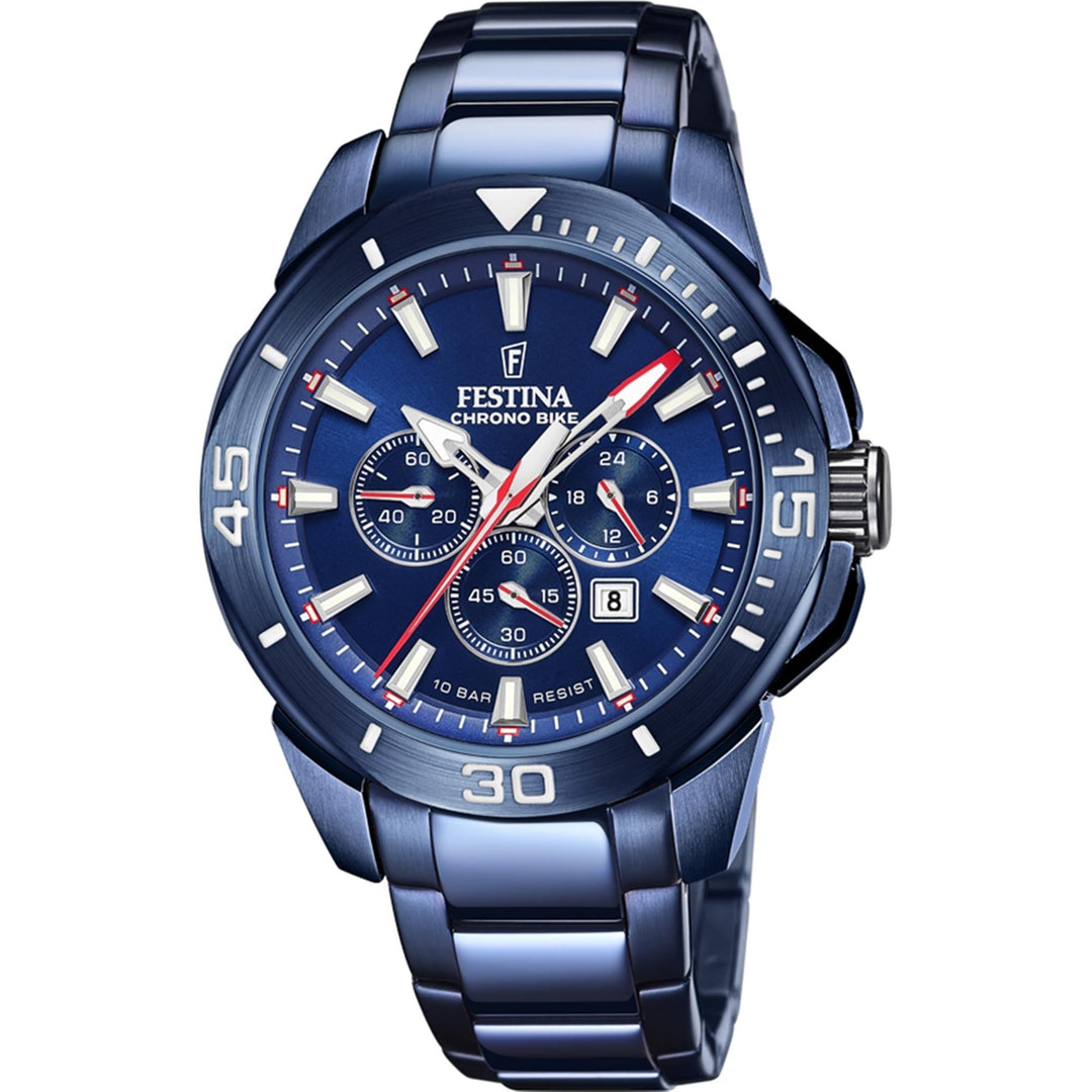 Festina F20643/1 Men's Blue Chrono Bike Steel Bracelet Wristwatch - H S Johnson (7916525912290)
